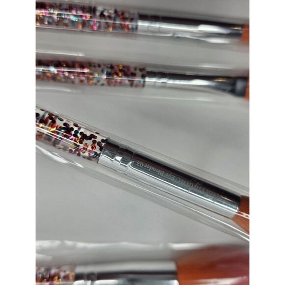 Slmissglam Rainbow Luxe Brush Set of 5 Makeup Brushes Glitter Handles New Orange - Picture 5 of 7